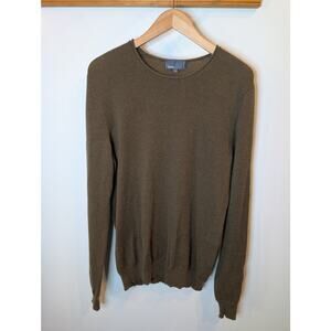 Vince Wool Blend Crewneck Sweater Olive Green Army Ribbed Knit Classic Large